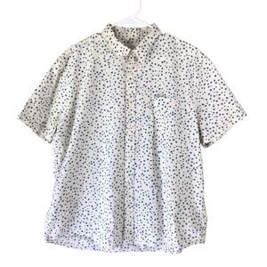 Lucky Brand Polka Dot Cotton/Linen Blend Short Sleeve Button Up Shirt Size XL